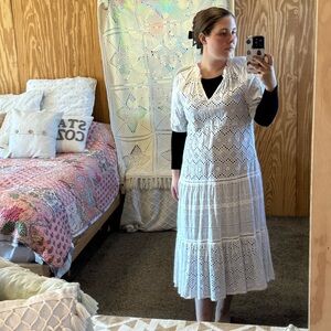 White Lace Midi Dress